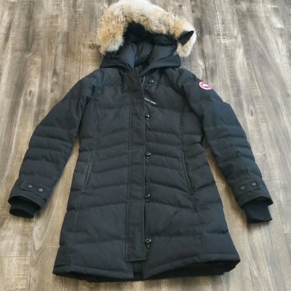 Canada Goose Black Lorette Parka Coat with Fur Hood